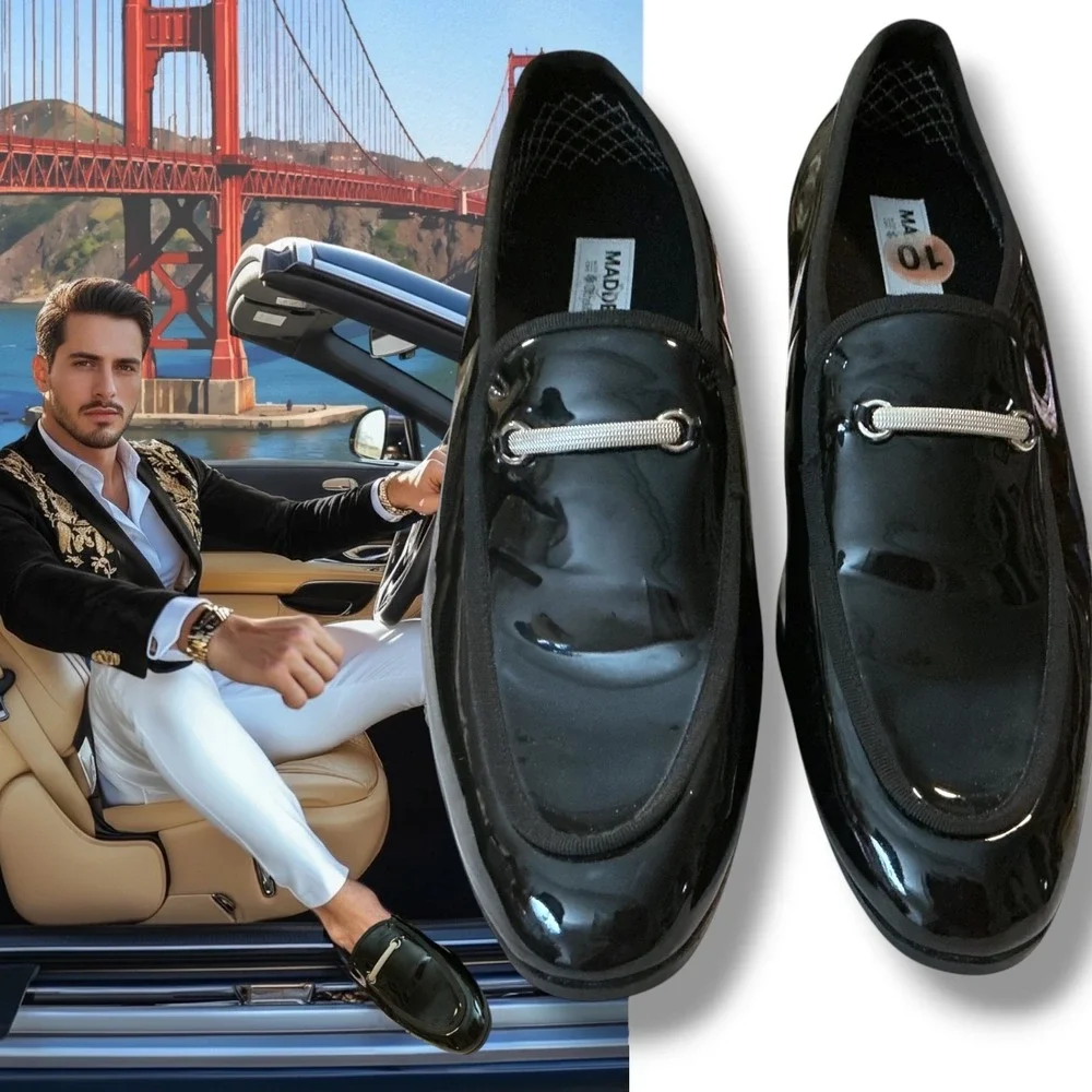 Men's Madden Patent Leather Lined Dress Oxfords Derby Formal Shoes Size 10